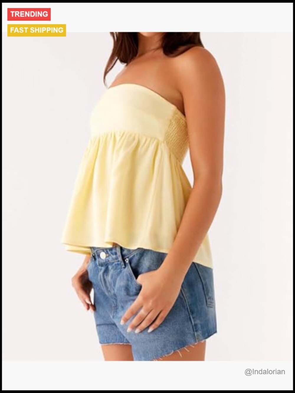 Y2K Flared Hem Peplum Bandeau Tube Top Strapless Going Out Top - Picture 3 of 7